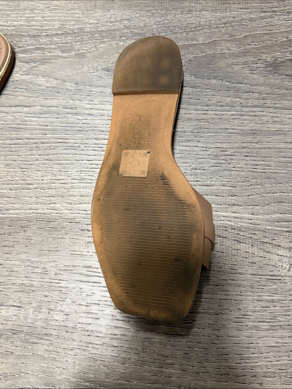 Aldo Women's Tan Slip-On Sandals with Gold Accent - Picture 3 of 3